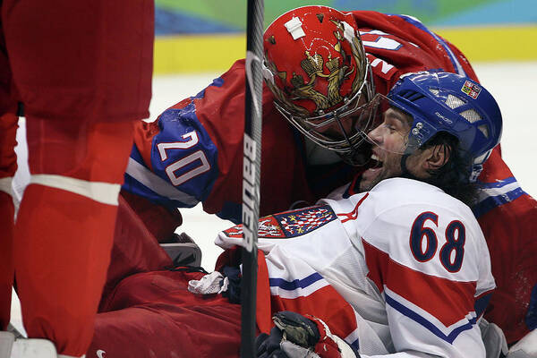 Rogers Arena Art Print featuring the photograph Ice Hockey - Day 10 - Russia V Czech by Bruce Bennett