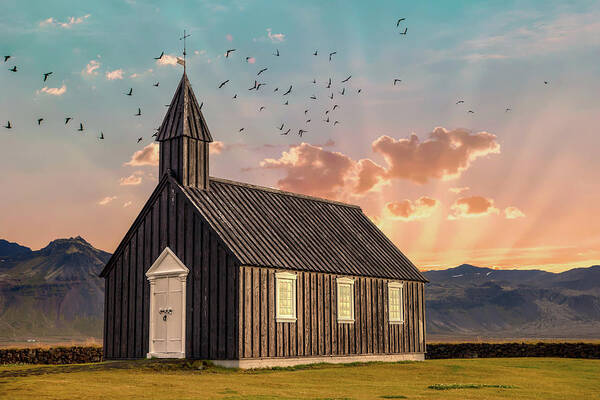Iceland Art Print featuring the photograph Iceland Chapel by David Letts