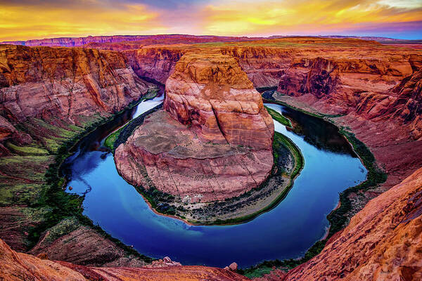 America Art Print featuring the photograph Intense Sunrise at Horseshoe Bend - Page Arizona by Gregory Ballos