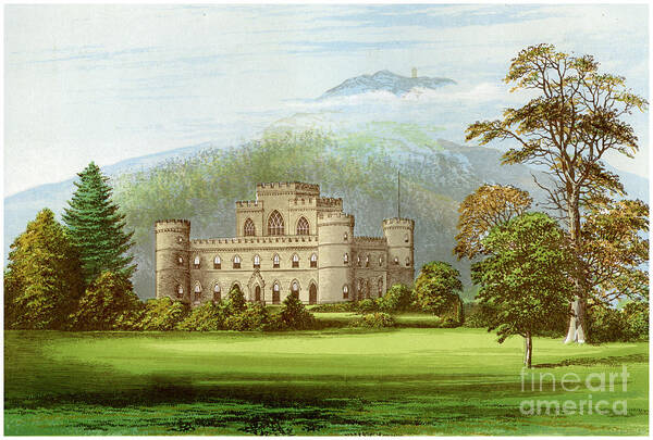 Engraving Art Print featuring the drawing Inveraray Castle, Argyllshire by Print Collector