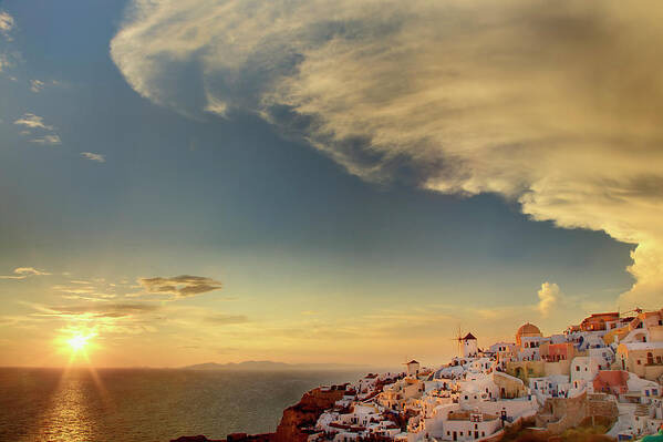 Greece Art Print featuring the photograph Island Sunset And Beautiful Clouds by Adam Jones