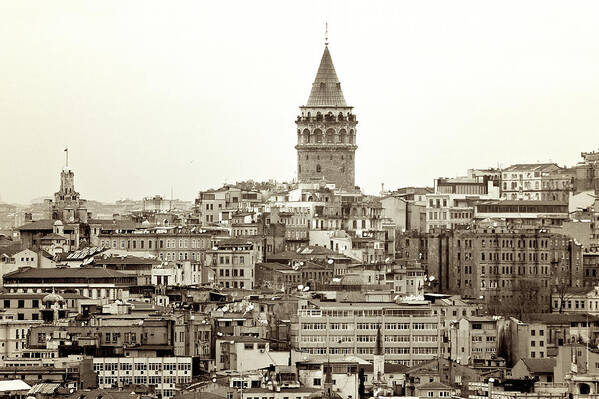 Istanbul Art Print featuring the photograph Istanbul. Galata Tower B&w by Photo By Bernardo Ricci Armani