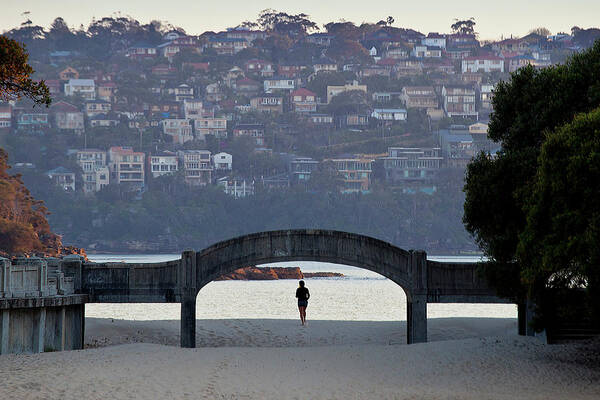 Scenics Art Print featuring the photograph Jogging On Balmoral Beach by Image By Erik Pronske Photography