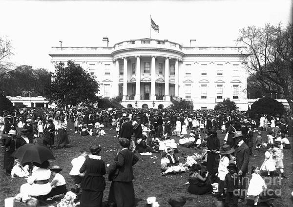 Child Art Print featuring the photograph Kids And Parents On White House Lawn by Bettmann