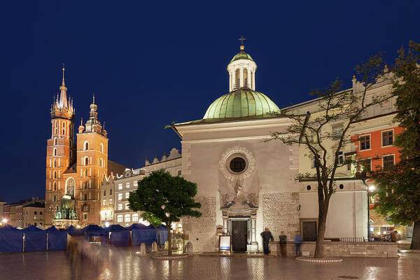 Krakow Art Print featuring the photograph Krakow by Night in Poland by Artur Bogacki