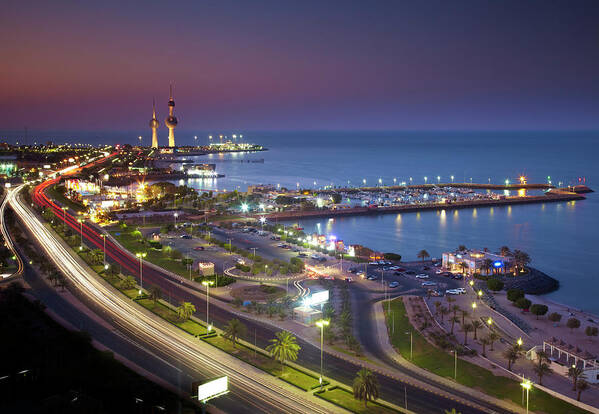 Built Structure Art Print featuring the photograph Kuwait Gulf Road View by Saleh Alrashaid