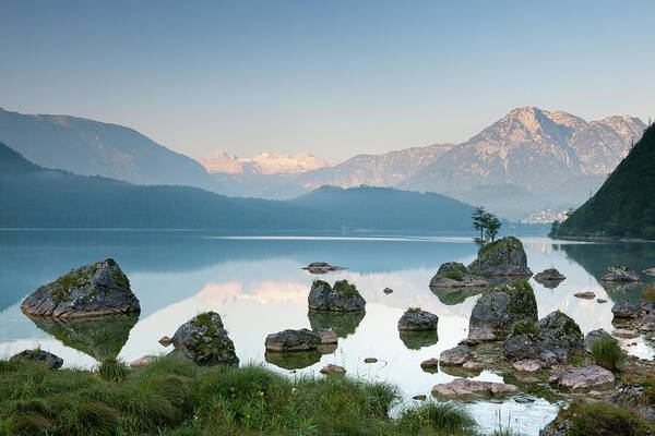 Scenics Art Print featuring the photograph Lake Altaussee With Glacier Dachstein by 4fr