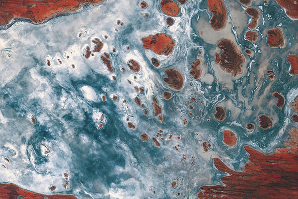 Satellite Image Art Print featuring the digital art Lake Mackay from space #1 by Christian Pauschert