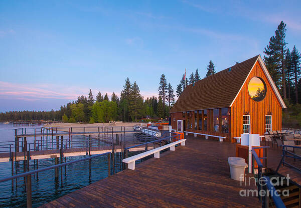 Lake Art Print featuring the photograph Lake Tahoe Cabin on the Lake Sunset by Eddie Hernandez