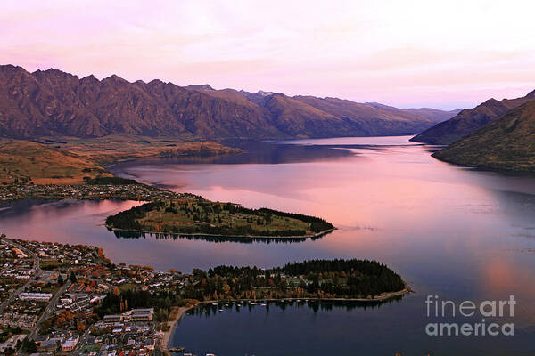 Forest Art Print featuring the photograph Lake Wakaitipu At Queentowns At Dusk by Vichie81