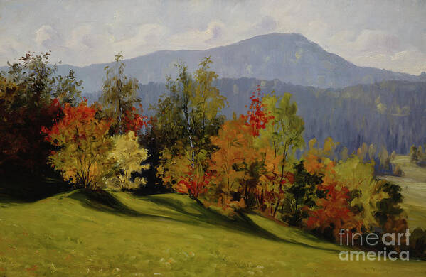 Autumnal Art Print featuring the painting Landscape, Asker, 1900 by Gustav Wentzel