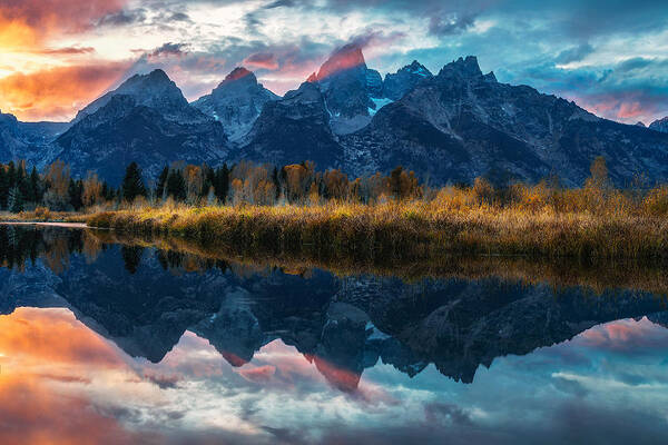 Grandteton Art Print featuring the photograph Last Kiss To Grand Teton by Mei Xu