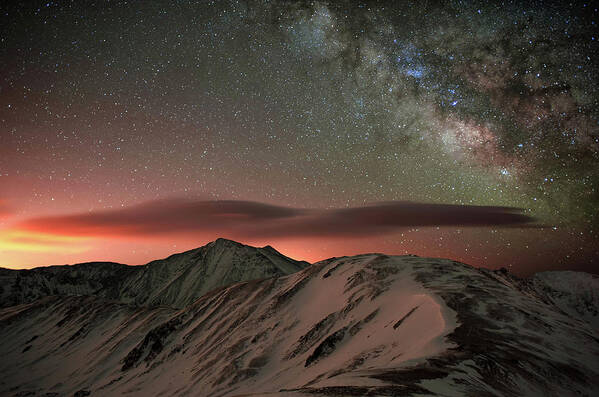 Tranquility Art Print featuring the photograph Lenticular Mountain Milky Way by Mike Berenson / Colorado Captures