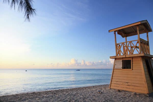 Tranquility Art Print featuring the photograph Life Gaurd Hut On Holetown Beach by Michele Falzone