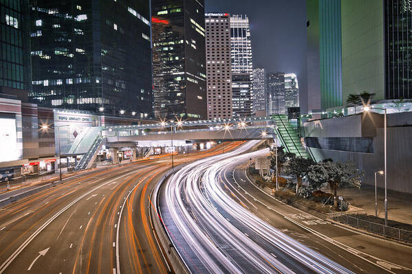 Chinese Culture Art Print featuring the photograph Light Trails On Road by Andi Andreas