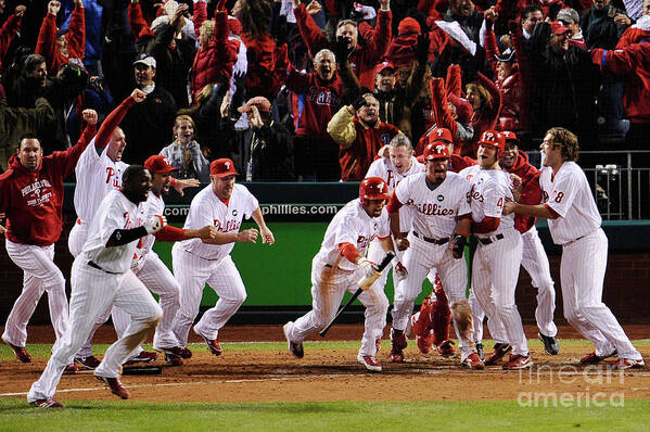 Playoffs Art Print featuring the photograph Los Angeles Dodgers V Philadelphia by Jeff Zelevansky