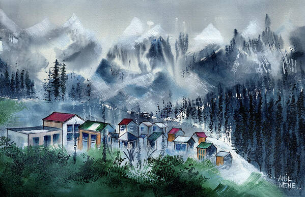 Himalaya Art Print featuring the painting Manali 3 by Anil Nene