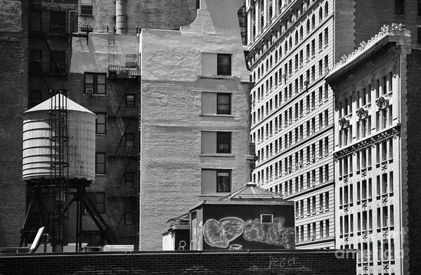 Water Tank Art Print featuring the photograph Manhattan Rooftops - No.3 by Steve Ember