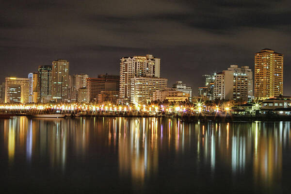 Outdoors Art Print featuring the photograph Manila Bay At Night by Igroup