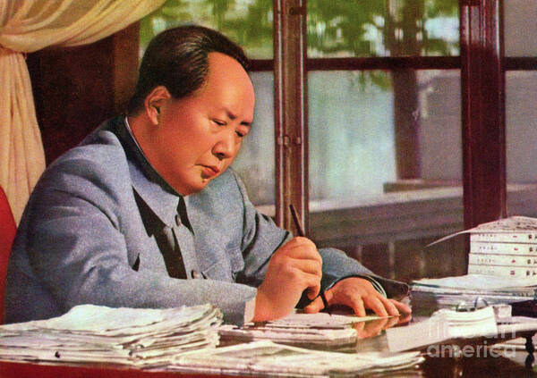 Art Art Print featuring the photograph Mao Tse-tung At His Desk by Bettmann