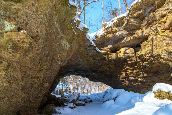 Cliffs Art Print featuring the photograph Maquoketa Cave Cliffs in Winter by Sandra J's