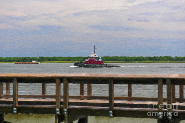 Tug Art Print featuring the painting Marine Towing by Dale Powell