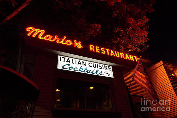 Lake George Art Print featuring the photograph Mario's Italian Cuisine by Lenore Locken