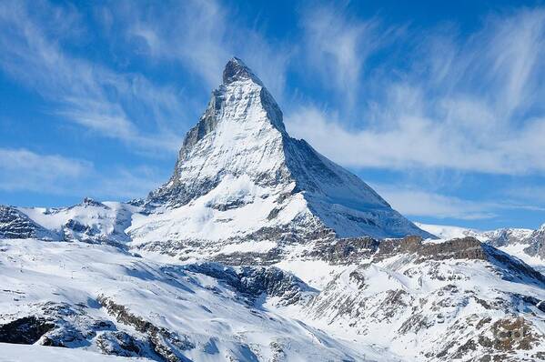 Tranquility Art Print featuring the photograph Matterhorn Swiss Mountain Range by Werner Büchel