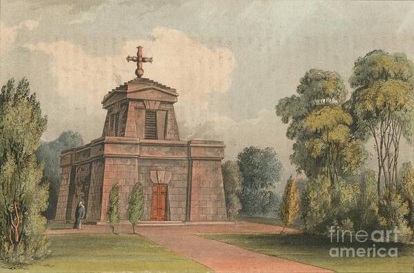 Engraving Art Print featuring the drawing Mausoleum At Trentham by Print Collector