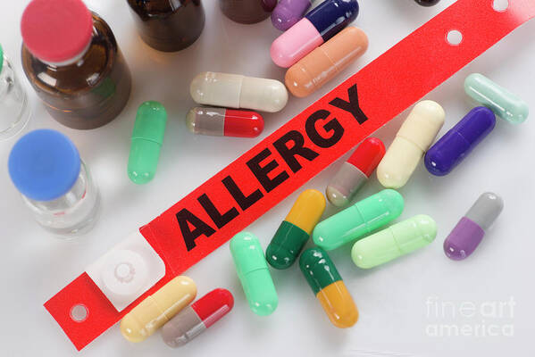 Medication Art Print featuring the photograph Medication Allergy Alert Wristband by Sherry Yates Young/science Photo Library