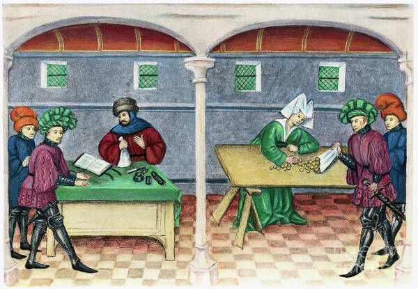 People Art Print featuring the photograph Medieval Banking Operations by Bettmann