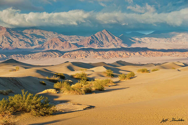 Amargosa Range Art Print featuring the photograph Mesquite Flat Sand Dunes at Sunset by Jeff Goulden