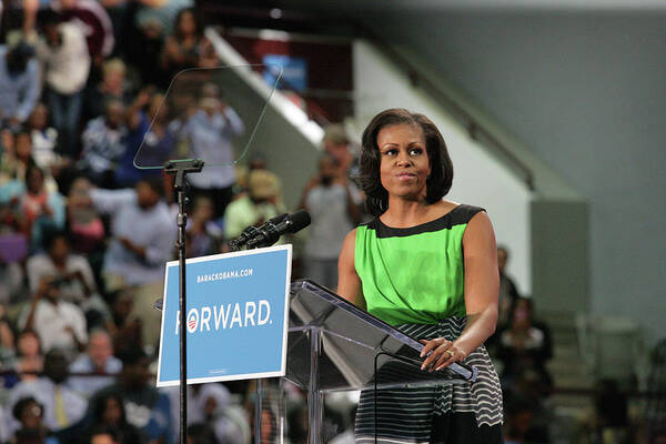 Democracy Art Print featuring the photograph Michelle Obama Attends 2012 Election by North Carolina Central University