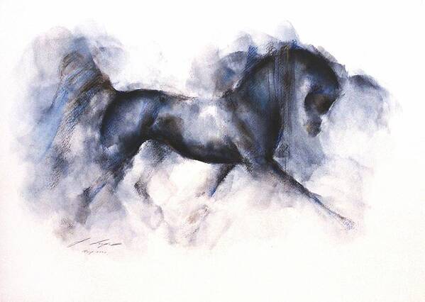 Horse Painting Art Print featuring the painting Midnight by Janette Lockett