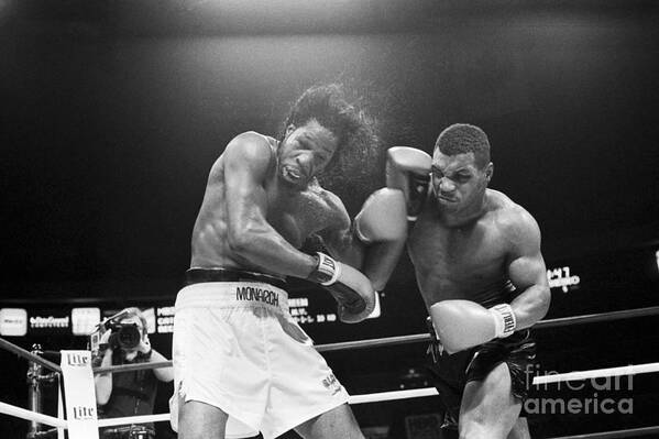 1980-1989 Art Print featuring the photograph Mike Tyson Punches Mitch Green by Bettmann