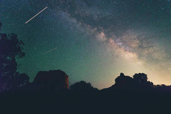 Stars Art Print featuring the photograph milky way in the Arizona sky by Mati Krimerman