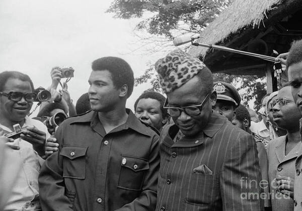 People Art Print featuring the photograph Mobutu And Ali Talking by Bettmann