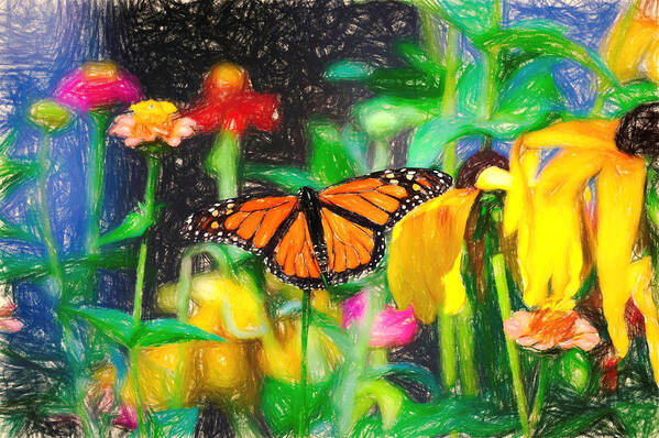 Monarch Art Print featuring the photograph Monarch Butterfly Colored Pencil by Don Northup