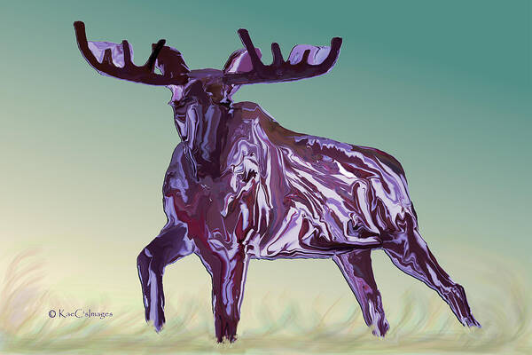 Moose Art Print featuring the digital art Montana Moose 2 by Kae Cheatham