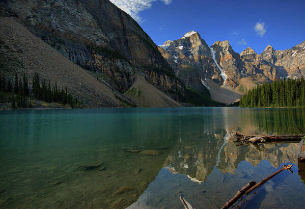 Scenics Art Print featuring the photograph Moraine Lake In The Morning by Photography Aubrey Stoll