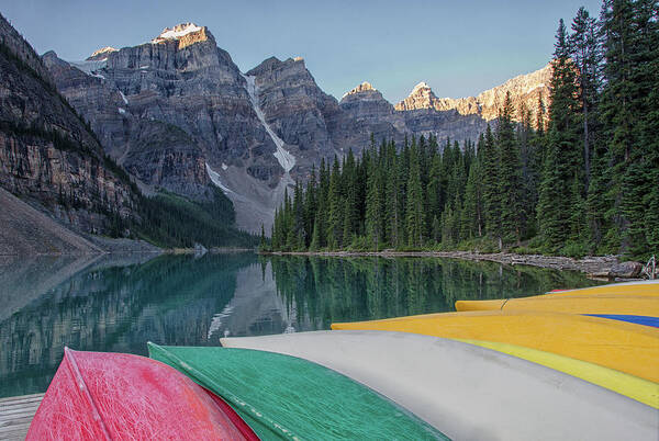 Tranquility Art Print featuring the photograph Moraine Lake Sunrise by Dbushue Photography