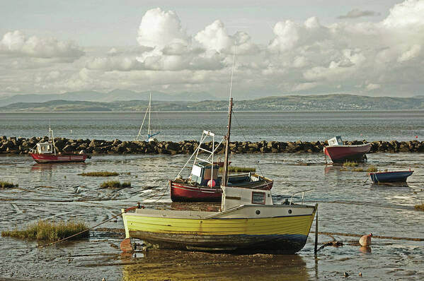 Morecambe Art Print featuring the photograph MORECAMBE. Boats On The Shore. by Lachlan Main