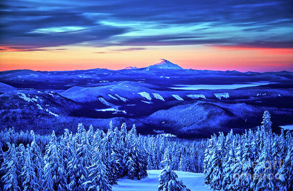Winter Art Print featuring the photograph Morning from Timberline Lodge by Bruce Block