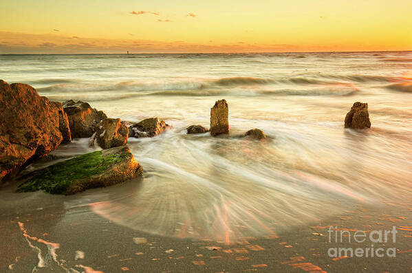 Photographs Art Print featuring the photograph Movement Of The Sea At Sunset, Long Exposure by Felix Lai