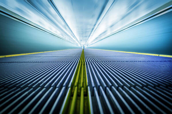 Ceiling Art Print featuring the photograph Moving Walkway At The Airport by Bjdlzx