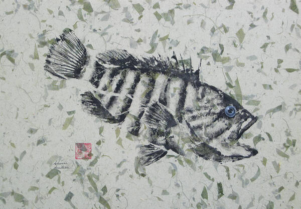 Mystic Grouper Art Print featuring the painting Mystic Grouper Descending by Adrienne Dye