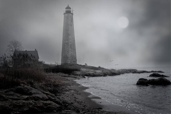 Fog Art Print featuring the photograph New Haven Lighthouse by Chris Lord