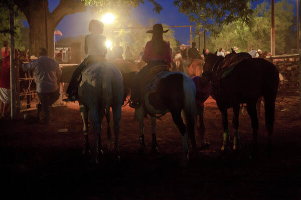Rodeo Art Print featuring the photograph Night Rodeo by Toni Hopper
