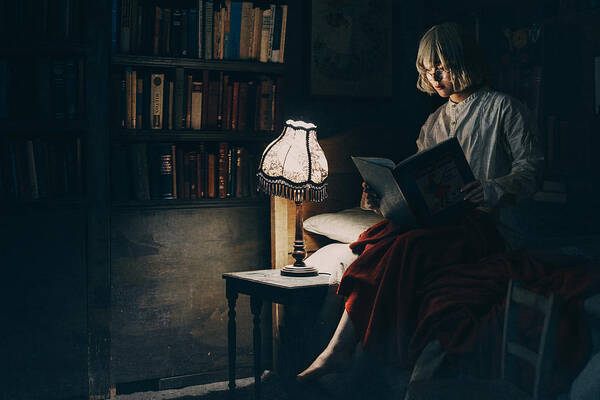 Night Art Print featuring the photograph Night Time Reading by Yasuhiro Ujiie