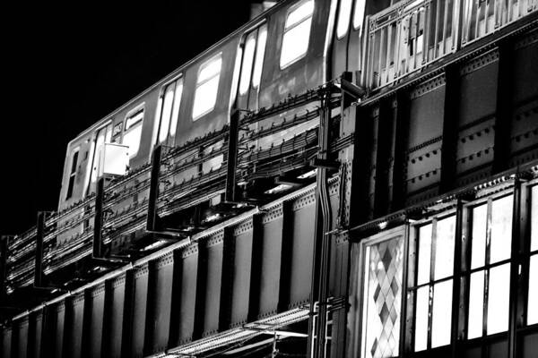 New York City Subway Art Print featuring the photograph Night Trains No.6 - Astoria-Bound New York City Subway Train at Queensboro Plaza Station by Steve Ember